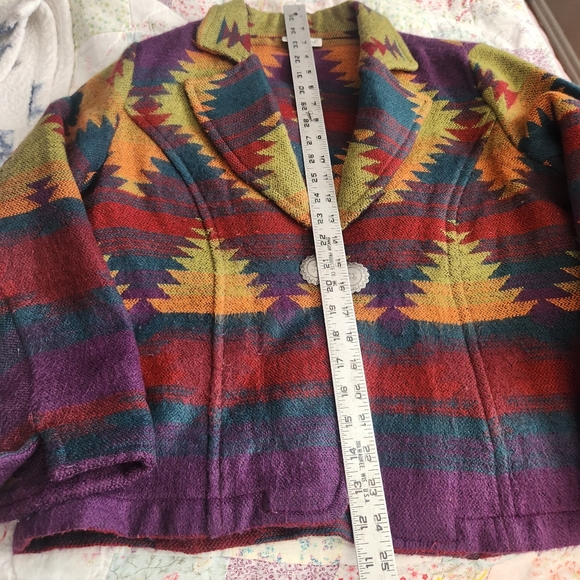 Coldwater Creek Vibrant Southwestern Blazer PS Vintage Tapestry Orange Purple - Picture 13 of 14